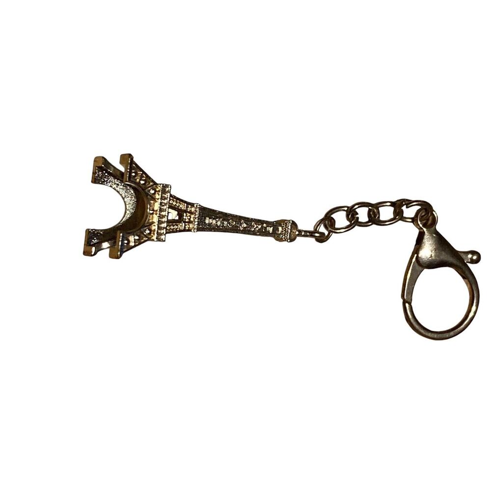 Paris Eiffel Tower Goldtone Souvenir Clip-On Keychain ~ Travel Vacation